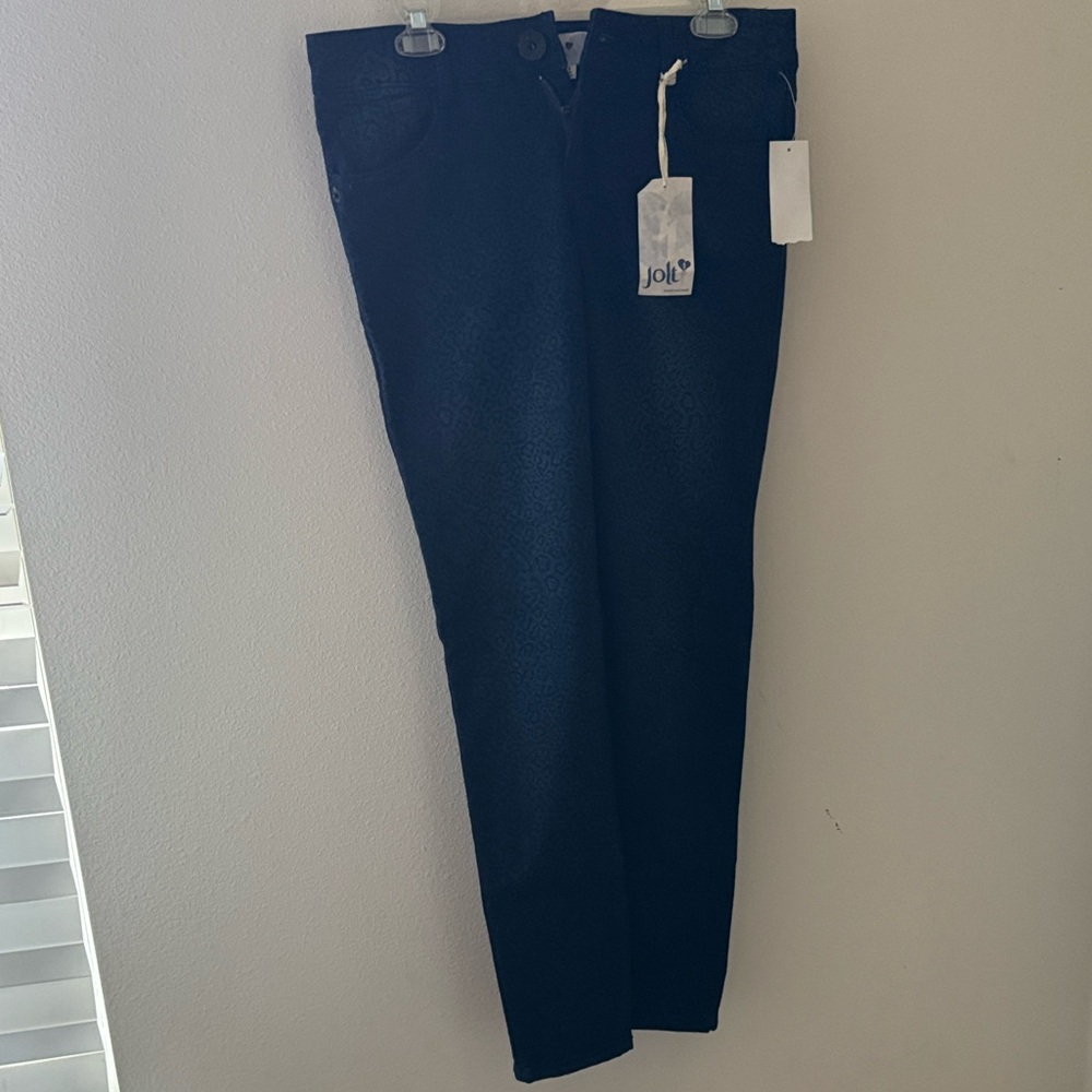 Jolt blue animal / leopard print Mid rise stretch Pants skinny Sz 9